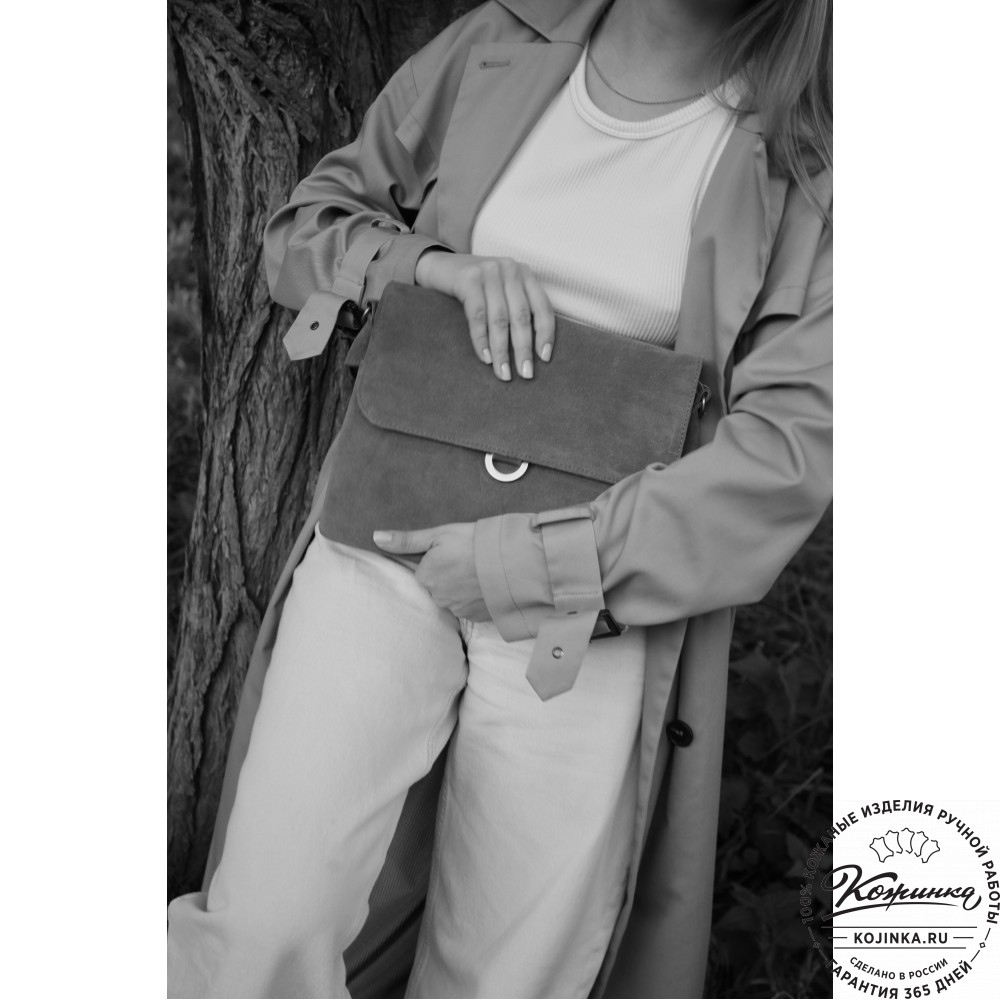 Женская сумка из кожи и замши  "Мишель" (синяя)